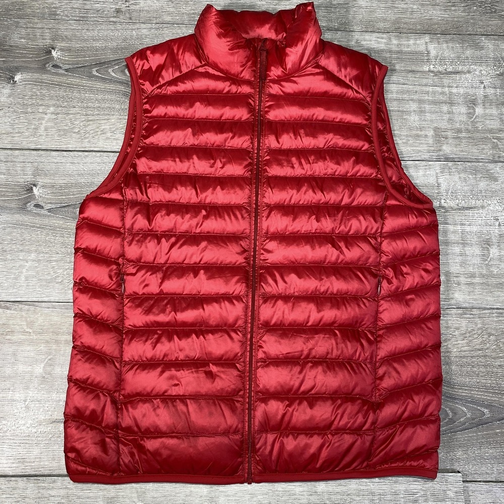 Uniqlo Vest Mens Small Red Lightweight‎ Down Puffer Quilted Full Zip Packable